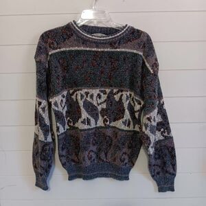 Expression Worldwide Pullover Sweater Mens Medium Multicolor Knit Crew Neck VTG